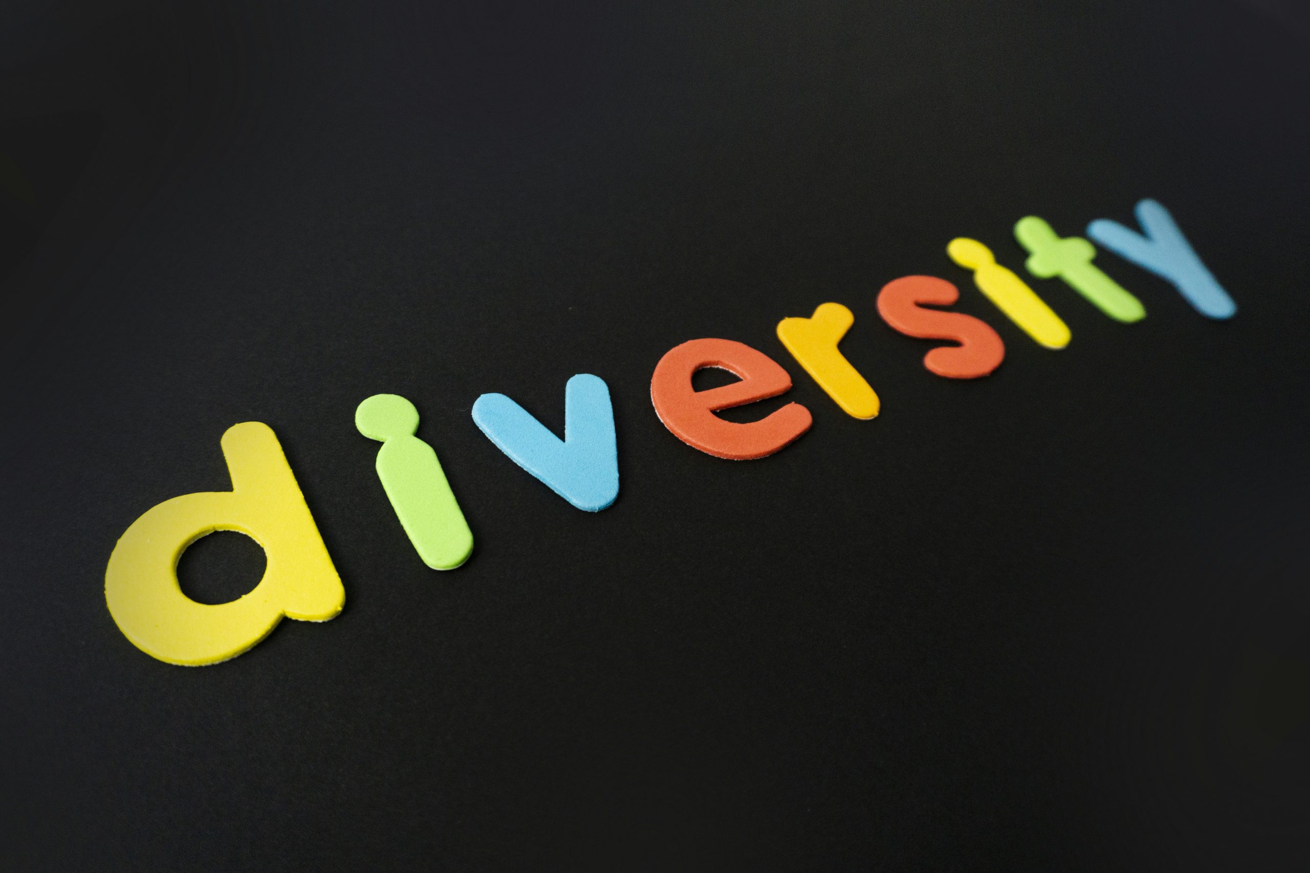 Diversity words on a black background